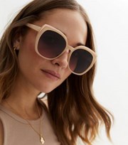 New Look Pink Gold Trim Oversized Sunglasses